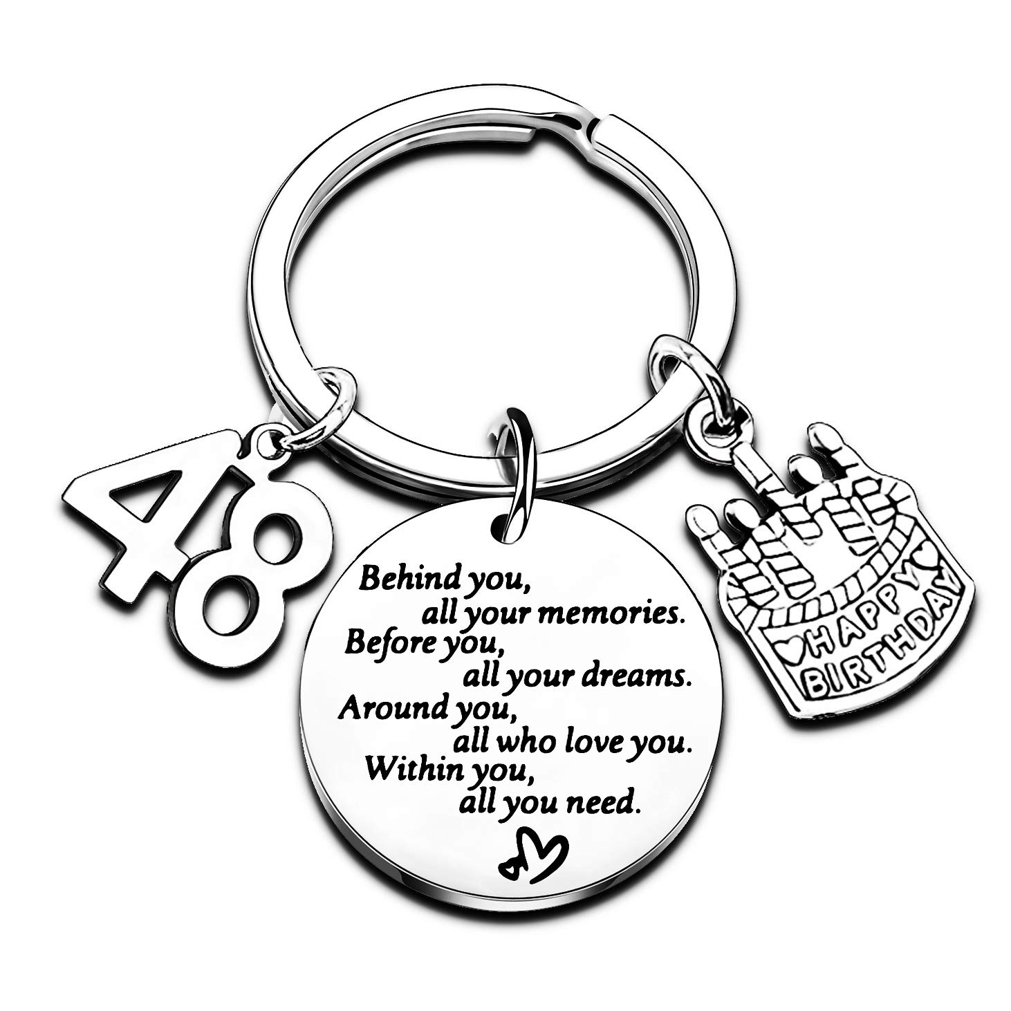 Birthday Keyring Birthday Gifts Key Ring Gifts For Women Girls Gifts Inspirational Keychain Gifts For Mum Daughter Sister Christmas Gifts (48th)