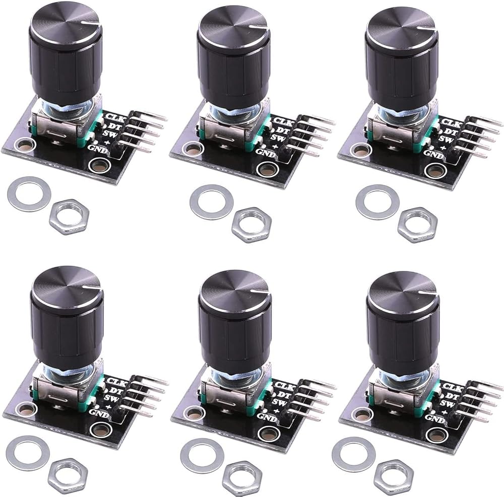 RUNCCI-YUN KY-040 Rotary Encoder Module Kit 6 pack with Knob Cap for Arduino 5V