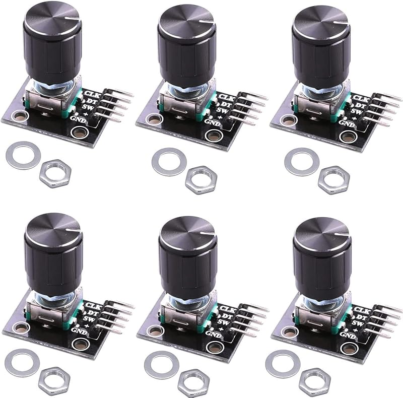 RUNCCI-YUN KY-040 Rotary Encoder Module Kit 6 pack with Knob Cap for Arduino 5V