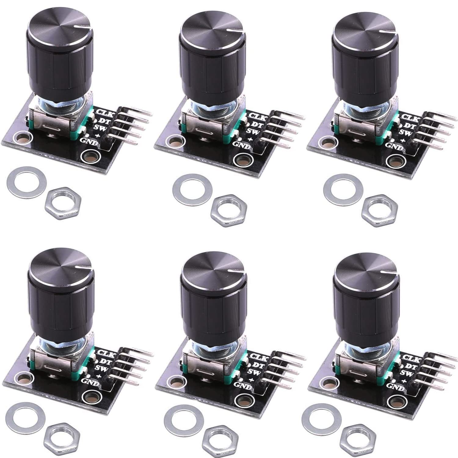 RUNCCI-YUN KY-040 Rotary Encoder Module Brick Sensor Development with Knob Cap for Arduino DIY (Pack of 6)