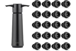 WOTOR Wine Saver Pump with 20 Vacuum Stopper, Wine Preserver, Reusable Bottle Sealer Keeps Wine Fresh