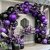 Purple and Black Balloons Dark Purple Balloon Garland Arch Lavender Lilac Kit For Wednesday Birthday Halloween Vampire Retirement Graduation Prom Party Decoration