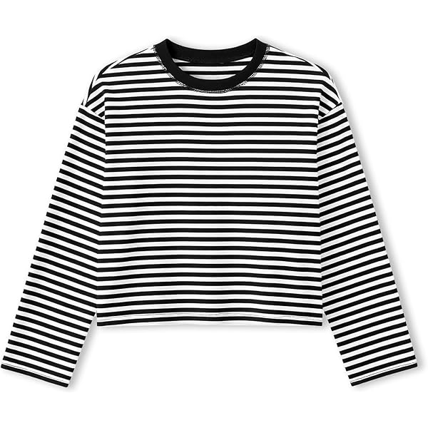 Amazon.com: Y2k Womens Striped Tee Shirt Long Sleeve Crop Top Drop