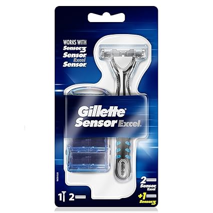 Gillette Sensor Excel Doppelseitiger Rasierhobel mit 2 Ersatz-Klingen