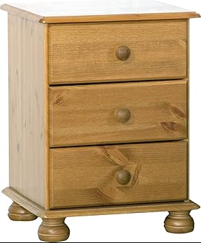 Steens Richmond Solid Pine 3 Drawer Bedside Cabinet Metal Drawer