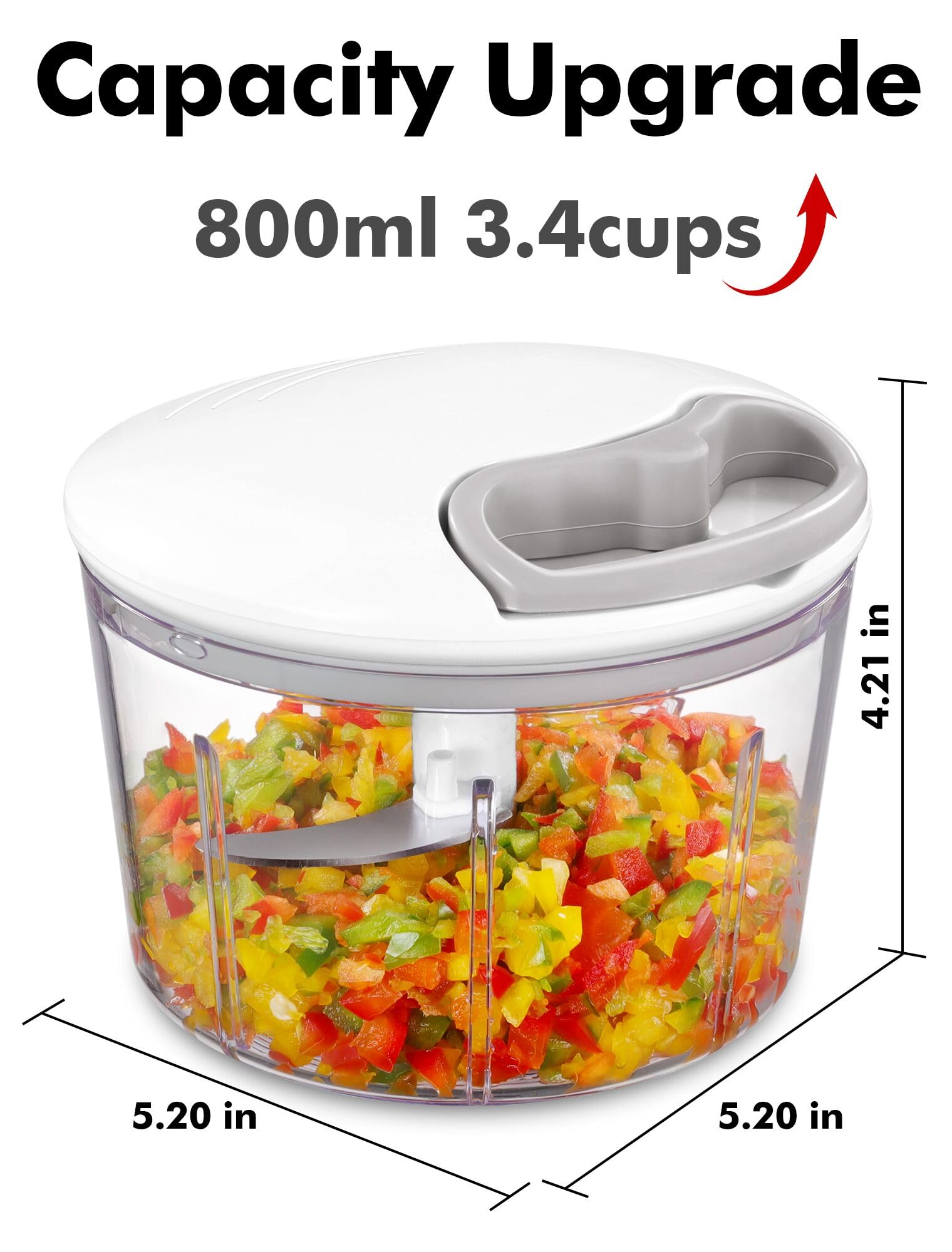GDL Zwiebelschneider mit Seilzug,800ML Zwiebel Zerkleinerer Gemüseschneider 6