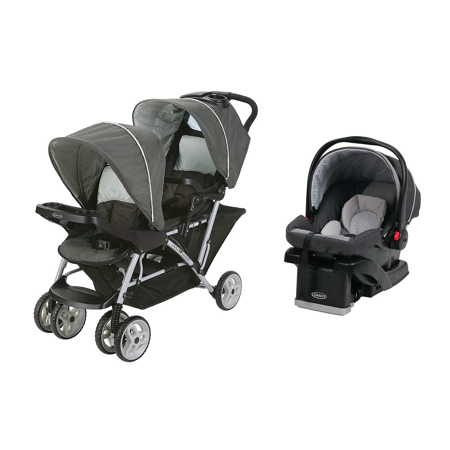graco duoglider click connect double stroller in glacier