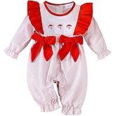 DUBASAM Newborn Baby Girls Christmas Outfits Long Sleeve Bowknot Santa Claus Romper Jumpsuit Infant Clothes