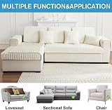 LINGKY Soft Flannel Sofa Covers 1 2 3 Seater Non-Slip Beige White 70x70cm view 2