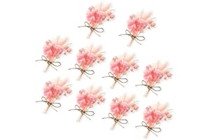 FABBAY 10 Pack Mini Dried Flower Bouquet 6.3'' Pink Sage White Wheat Dried Flowers for Vase DIY Craft Photo Props Card Decor Bohemian Wedding Dried Flowers with Stems Embossing Dried Flower Plant Stem Bunch