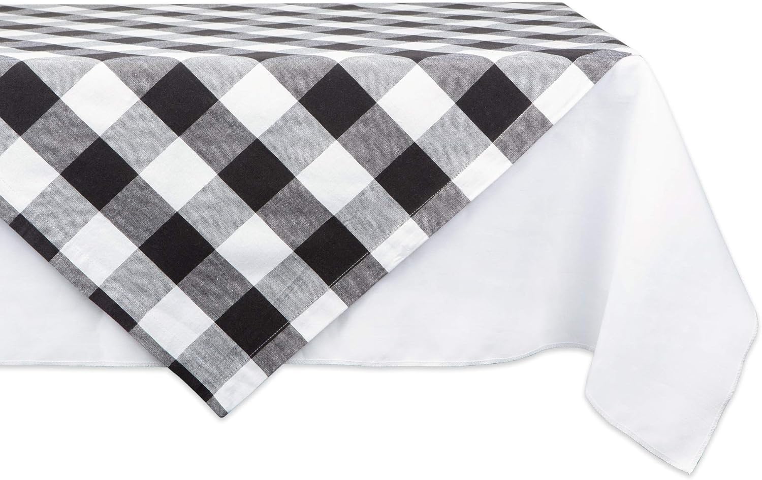 DII Classic Farmhouse Tablecloth, Cotton, Black & White, Table Topper, 40x40 — image 1