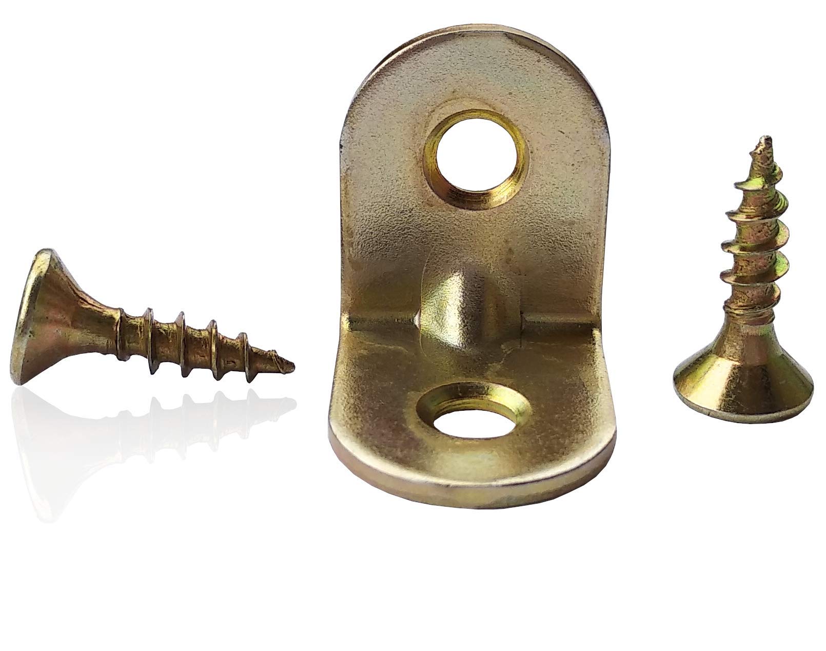 Right Angle Brackets 90 Degree Corner Braces Brackets Plates, Wooden Angle, Metal Steel Sheet Galvanised 0.79"x 0.79"x0.63"(20 x 20 x 16mm) Pack of 20 and 40 Wood Screws
