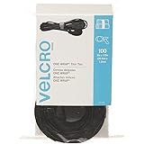 VELCRO Brand One Wrap Thin Ties, Black, 8 x 1/2-Inch, 100 Count (91140)