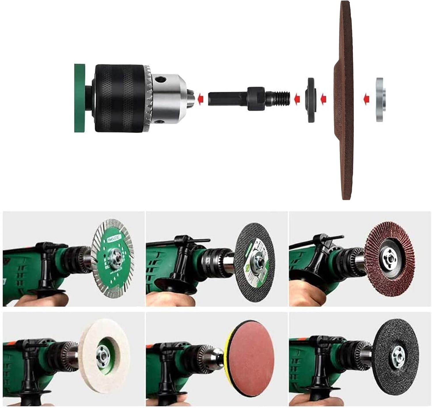 YEYIT 10Pcs Accessories for Angle Grinder & Hand Drill, Connecting Rod, Spanner, Flange Nut, Cutting & Metal Grinding Discs - Image 5