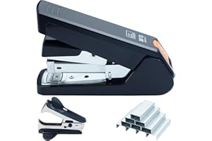 M&G Effortless Stapler 50 Sheet Capacity One-Touch Stapling, Heavy Duty Desktop Stapler Includes 1000 Staples and Remover, Portable Handheld Staplers for Home & Office (Black)
