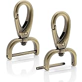CRAFTMEMORE 2pcs Detachable Snap Hook Swivel Clasp with Screw Bar Bag Hardware Replacement VT501 (1 1/2 Inch, Brushed Brass)