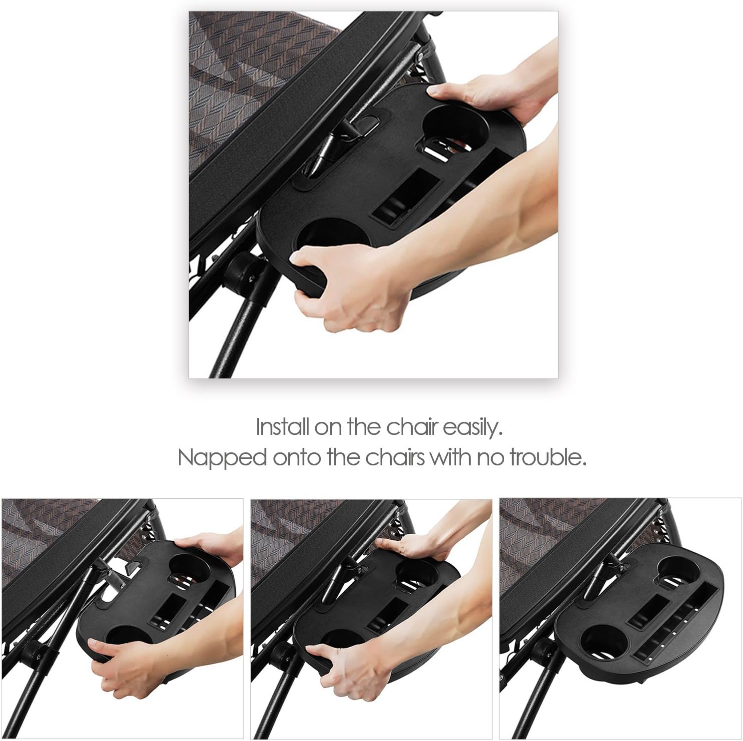 Keten Zero Gravity Chair Tray, Upgraded Version Cup Holder for Zero Gravity Chair Large Utility Clip On Chair Table/Tray for Carrying iPhone 7Plus/ iPad/Water Cups/Books (Black) : Garden & Outdoor
