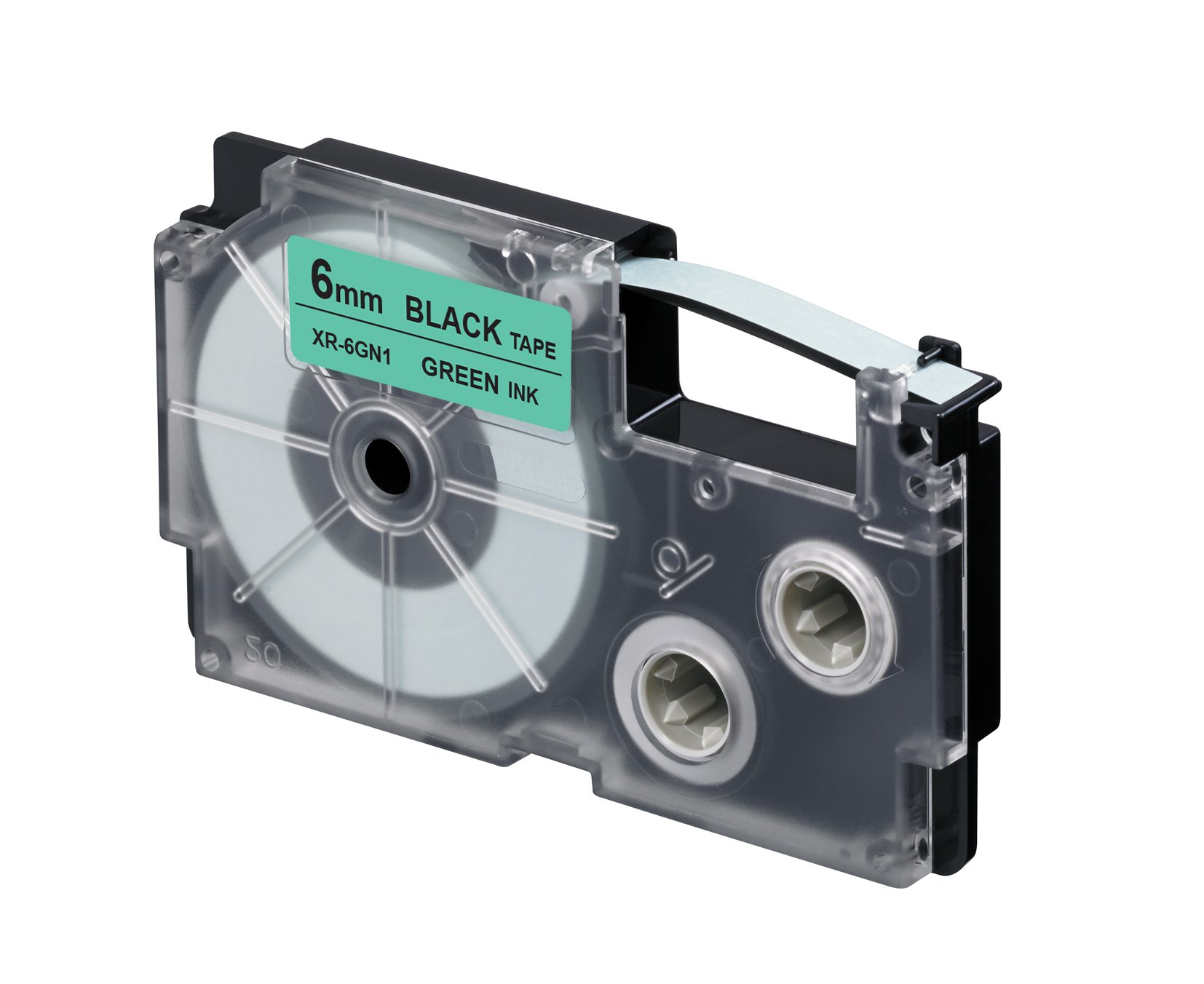 Casio EZ-Label Printer XR-6GN1 Label Tape Self-Adhesive 6 mm x 8.0 m Black on Green