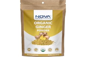 Nova Nutritions Certified Organic Ginger Root Powder 16 OZ (454 gm) - Also Called Zingiber officinale (Root)