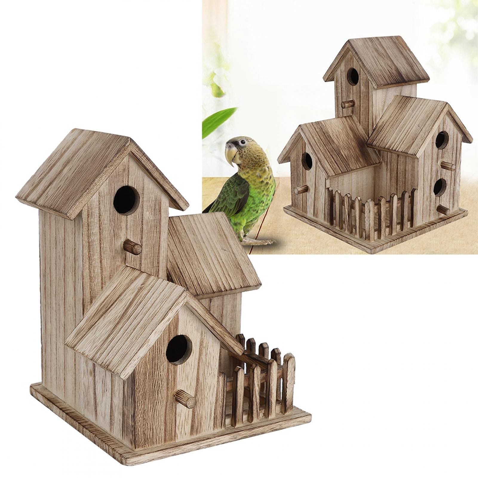 Outdoor wooden birdhouse Kuuleyn Wood Bird House, Wooden Birdhouse Small Outdoor Garden Bird Nesting Box Bird House Pet Supplies Decoration