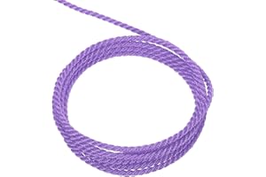 MECCANIXITY Twisted Cord Trim, 16 Yard 2mm 3-Ply Twine Braided Rope Shiny Thread String for Craft Gift Bag Curtain Christmas Decor, Light Purple - 15m