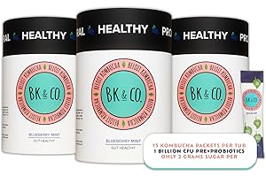 BELOIT KOMBUCHA COMPANY Beloit Kombucha Tea Powder, Water Flavor Packets, Organic Probiotic Drink for Gut Health, Healthy Drinks, Low Sugar and Calorie Mix, No Apple Cider Vinegar Taste, 45 Pack (Blueberry Mint Flavor)