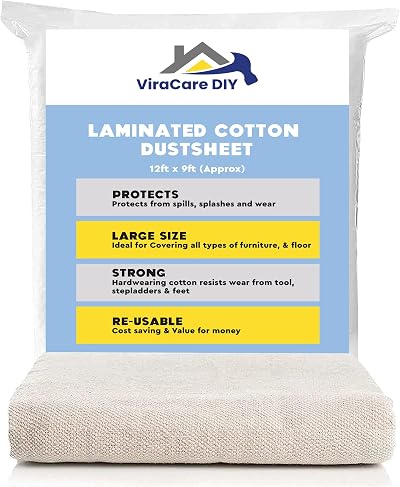 ViraCare Laminated Cotton Dust Sheet 12x9 ft Paint Drop Cloth Reusable