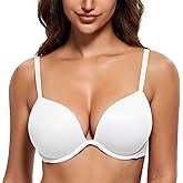 Wingslove Women's Push Up Bra Deep V Plunge Underwire T-Shirt Bra Multiway 2 Cups Up