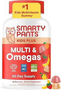 SmartyPants Kids Multivitamin Gummies with Omega 3 DHA/EPA, Vitamins D3, C, B12, B6, A, K, and Zinc, Gluten Free, Clean Label