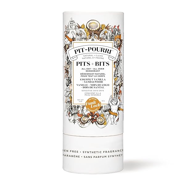 POO-POURRI PITS + BITS NATURAL DEODORANT, SENSITIVE SKIN SAFE, ALL DAY ALL OVER, COCONUT VANILLA SANDALWOOD, 2 OUNCE, WHITE 2 FL OZ