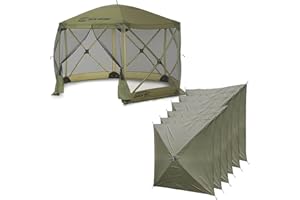 QUICK SET Clam Quick-Set Escape 12 x 12 Foot Portable Pop-Up Camping Outdoor Gazebo Screen Tent Canopy Shelter and Carry Bag with 6 Wind and Sun Panels, Green
