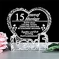 KWOOD Customized Engraved Heart-Shaped Crystal, 15 Year 15th Anniversary Wedding Gifts for Couples Wife Girlfriend Husband Boyfriend (15th Anniversary)