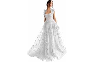 QFMYYXGS 3D Butterfly Tulle Prom Dresses for Women 2025 Long Lace Applique Ball Gown Formal Evening Party Gown with Slit