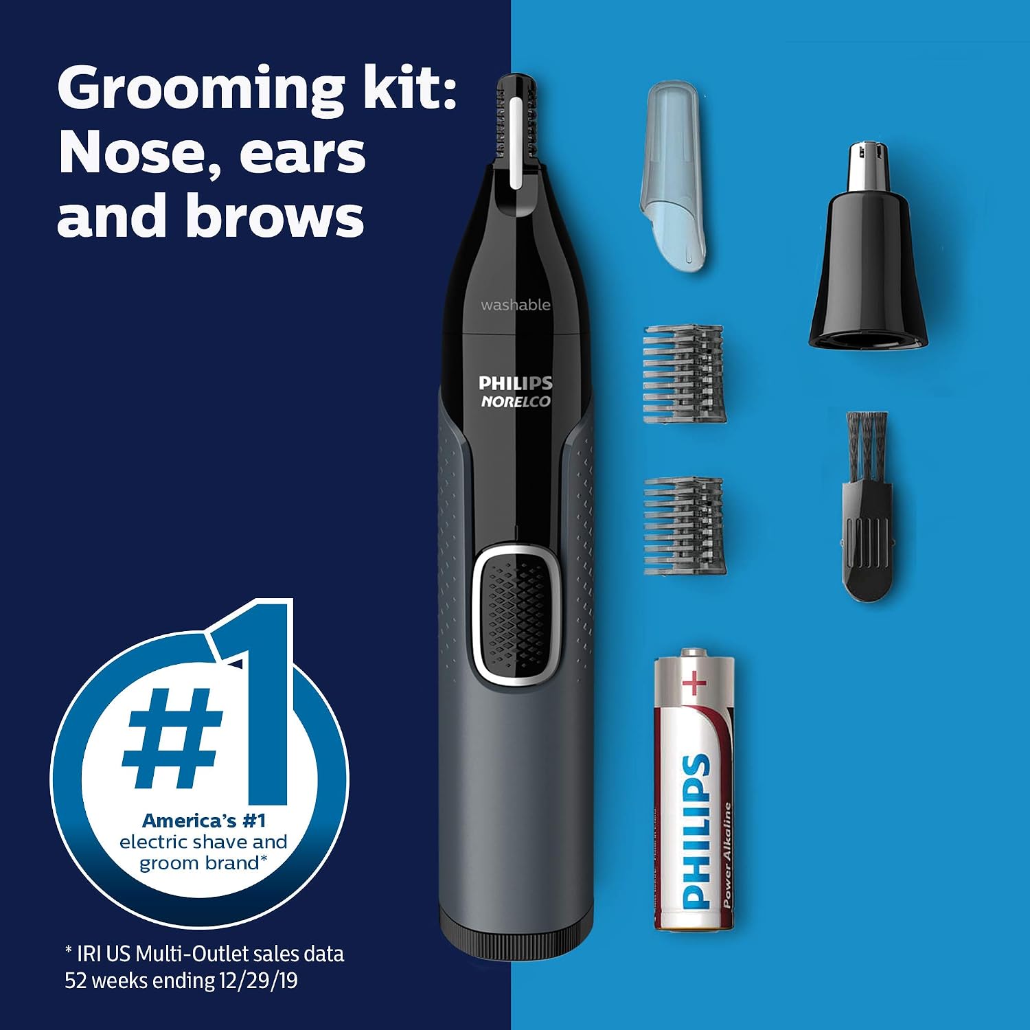 Philips Nosetrimmer 3000 for Nose Ears and Eyebrows NT3600/42, Black - Image 3