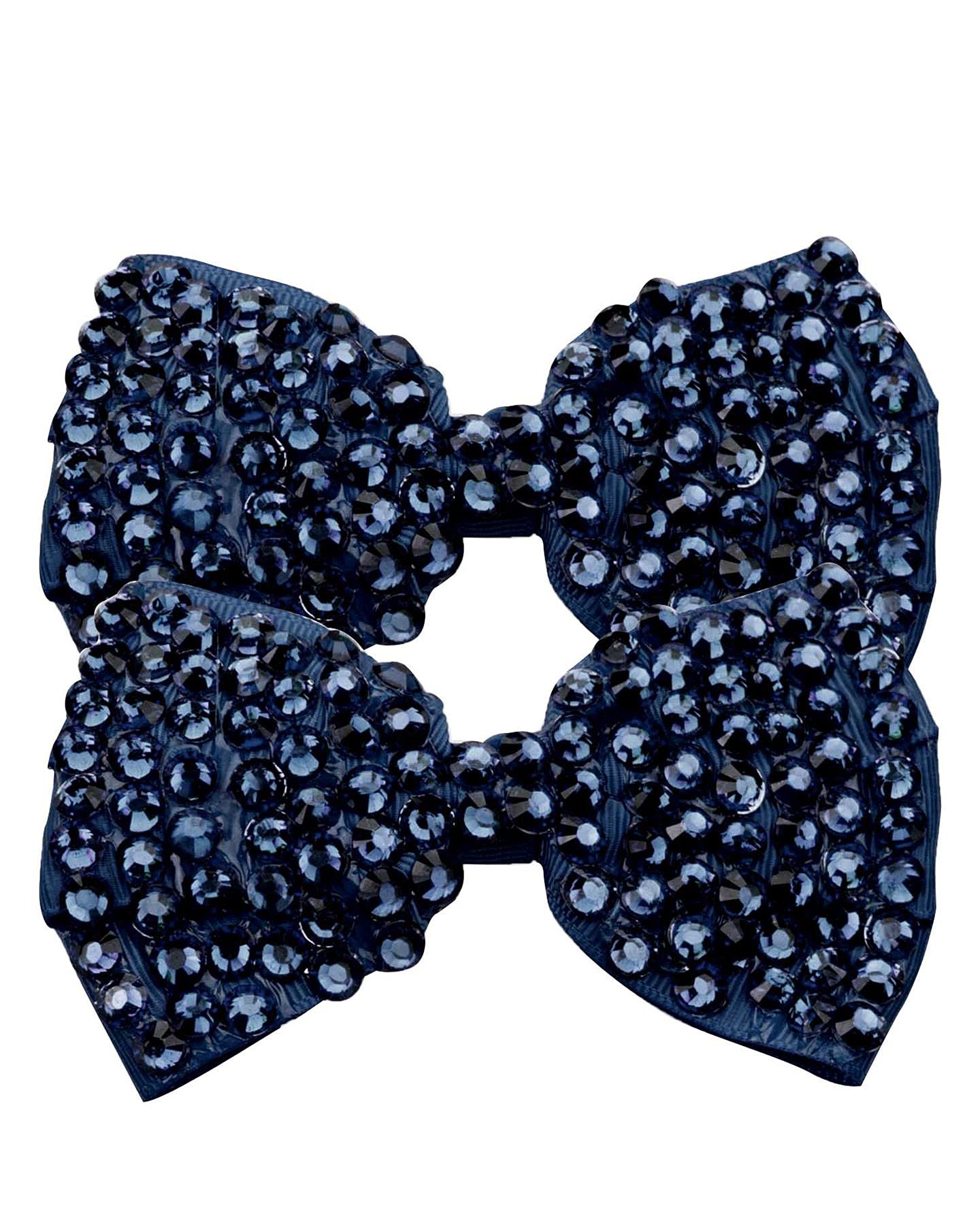 Rhinestone Hair Clips for Girls, Glitter Hair Bow Clip, Hair Accessories, A pack of 2pcs, Navy