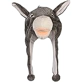 Timiot Cute Plush Animal Character Winter Hat Fun Ski Cap with Detailed Animal Face Long Ear Straps with Pom Pom Ends