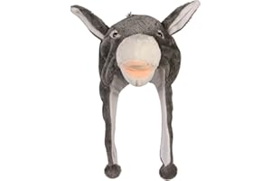 Timiot Cute Plush Animal Character Winter Hat Fun Ski Cap with Detailed Animal Face Long Ear Straps with Pom Pom Ends