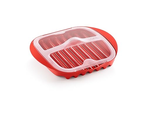 Lékué Microwave Bacon Cooker, Rojo, 28.2x6x24.9 cm