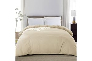 HOMBYS Breathable Waterproof Duvet Cover King Size, Reversible Beige Waterproof Duvet Protector,Moisture Wicking Treatment Comforter Protector with Corner Ties for Pets, Dog, Cat, Kids, Elder