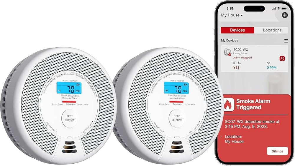 X-Sense SC07-WX 2-Pack Wi-Fi Smoke and CO Alarm with Battery Replaceable