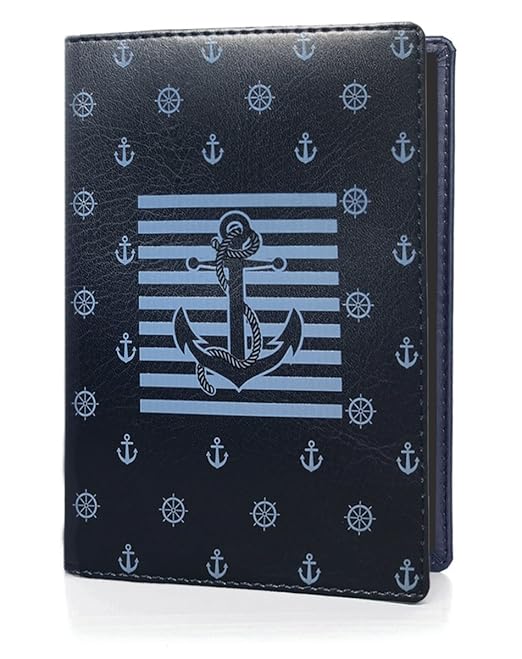 OPTEXX RFID Reisepass-Hülle TÜV geprüft & zerifiziert Seemann Anker Ausweis-hülle Schutzhülle Schutz-Etui Pass-hülle aus Vegi