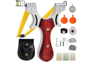 AGKCIHVEN Slingshot, Stainless Steel Slingshots for Adults and Kids, Sling Shot for Hunting and Shooting Practice with 1 Ammo Pouch, 100 Ammo Balls, 9 flatbands & 4 Target, Slingshot for Outdoor Catapult Game