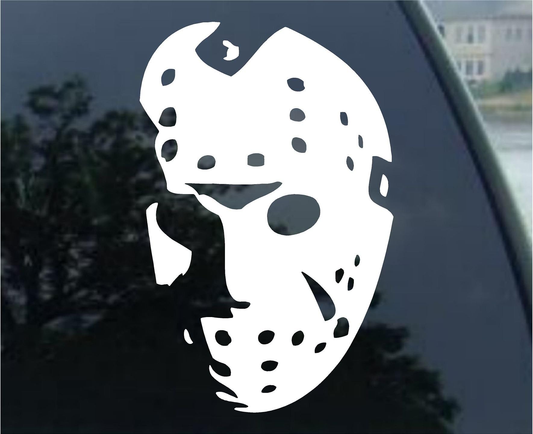 Jason Friday 13th Mask Decal 6 inches White