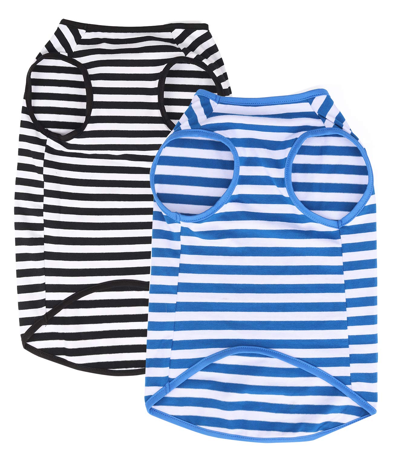 WEONE Dog Shirt Striped Cotton Shirt,Pet Breathable Soft Basic Clothes for Small Medium Larg Boy Girl Dogs,Black Blue XS