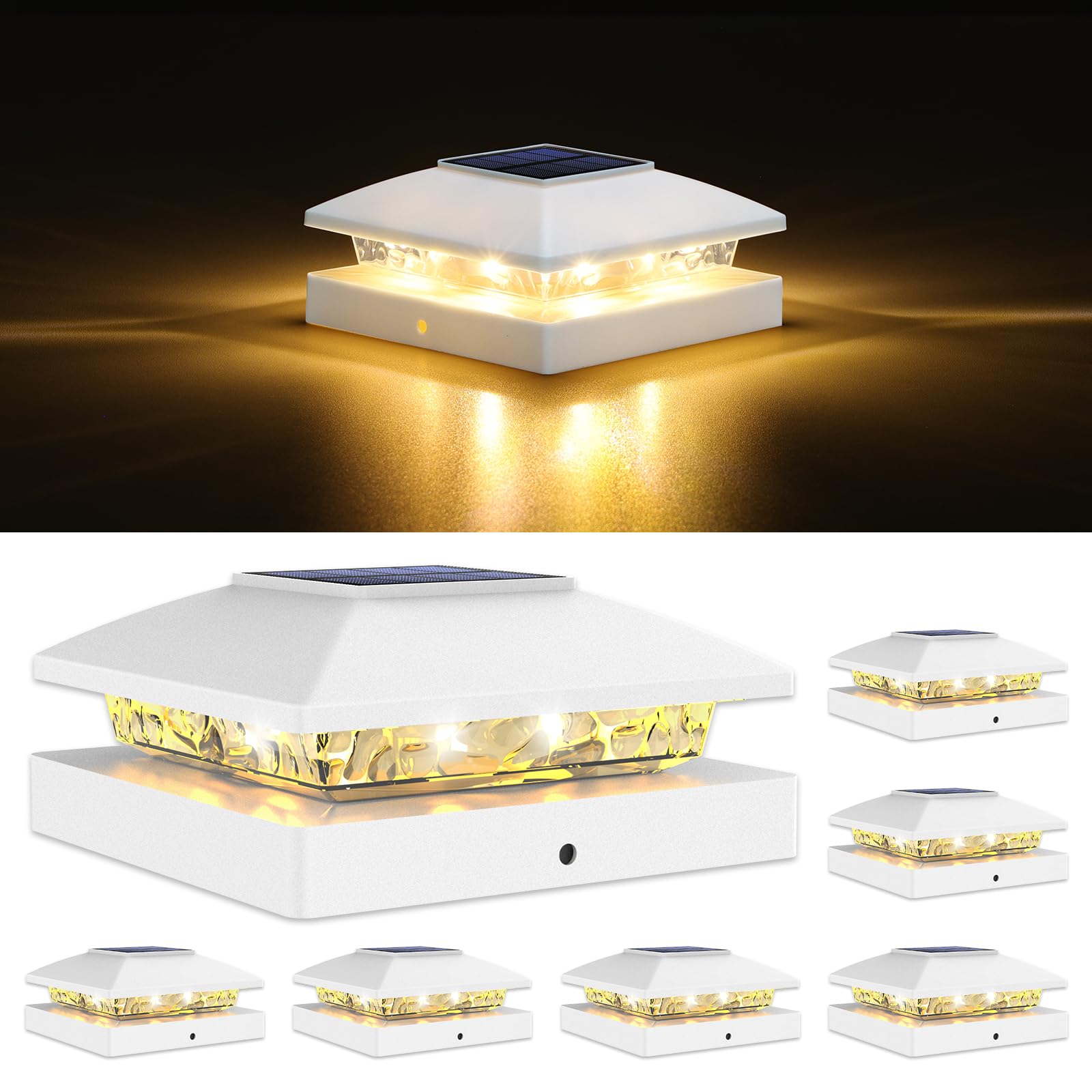 Photo 1 of ***MISSING PARTS -SELLING AS IS ONLY*** 3 Pack VOLISUN 4x4 Solar Post Cap Light 3 pack, Solar Fence - Cap Lights Outdoor Waterproof for Wooden/Vinyl Post, White Deck Post Cap Light Solar Powered with Warm White for Garden/Patio/Porch