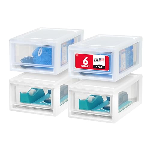 IRIS USA 6 Qt. Small Plastic Stacking Drawer, Stackable Storage ...