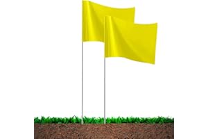 20Pack Yellow Marking Flags, JIZHGRAD 15x4x5 Inch Marker Flags Use for Yard & Lawn, Boundary & Dog Training, Survey & Landscape, Sprinkler & Surveyor, Garden & Construction, High Visibility, Sturdy, Versatile, UV & Weather Resistant