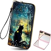 Tudguiloae Long Wallet for Women, PU Leather Wristlet Wallet with Zipper Credit Card Holder Pocket Business Travel Wallet