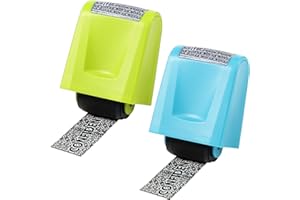 2 Pieces Identity Theft Prevention Stamp Identity Guard Roller Stamp Wide Rolling Security Stamp (Green and Blue, Medium)