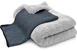 ARTIPOLY Microfiber Cloth Kit for Car, Premium 36" x 25" Edgeless Twisted Loop Car Drying Towel One-Pass Drying for Cars, No Scratches, No Streaks, Waffle Towels for Car Detailing
